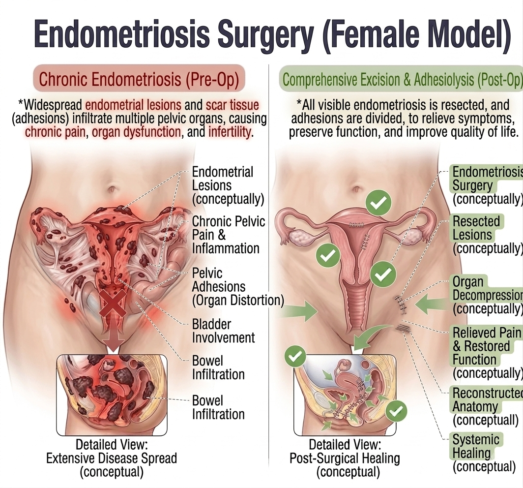 Endometriosis Surgery — anatomy diagram